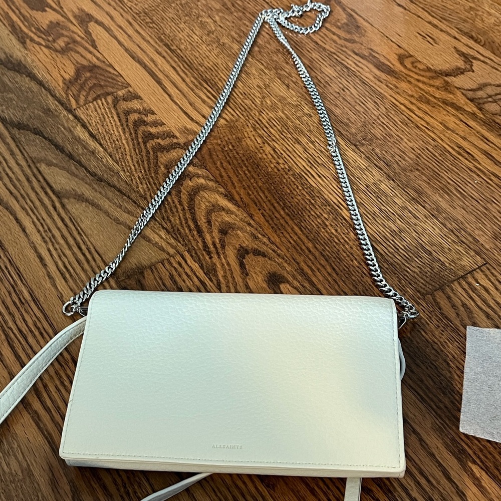 All Saints White Leather Crossbody / Wallet - new
